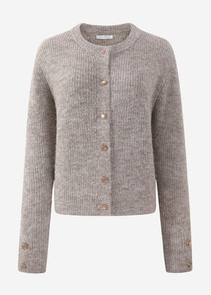 Cardigan mit Pailletten - taupe