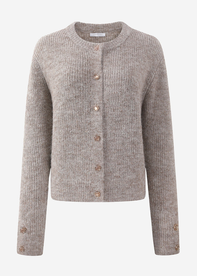 Cardigan mit Pailletten und Lurex - taupe