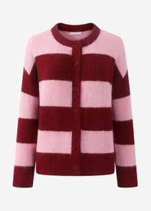 Cardigan mit Blockstreifen - burgundy