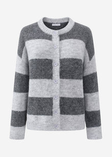 Cardigan mit Blockstreifen - grau