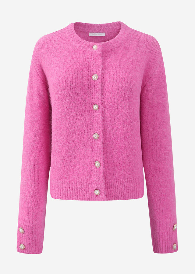 Cardigan mit Perlenknöpfen - pink