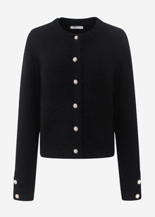 Cardigan mit Perlenknöpfen - schwarz