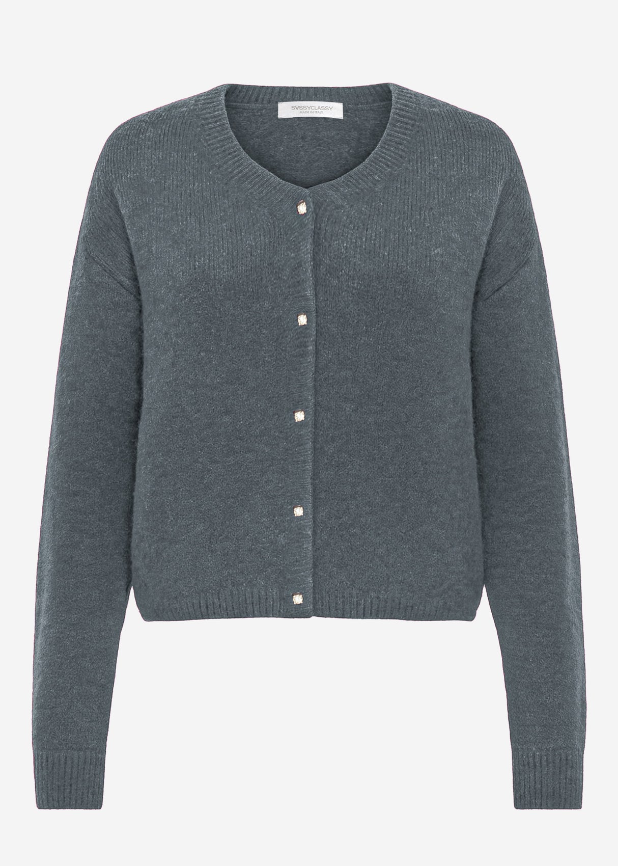 Soft knitted cardigan with decorative buttons - grey