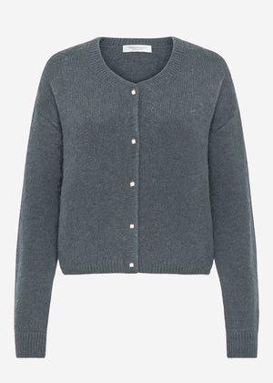 Soft knitted cardigan with decorative buttons - grey