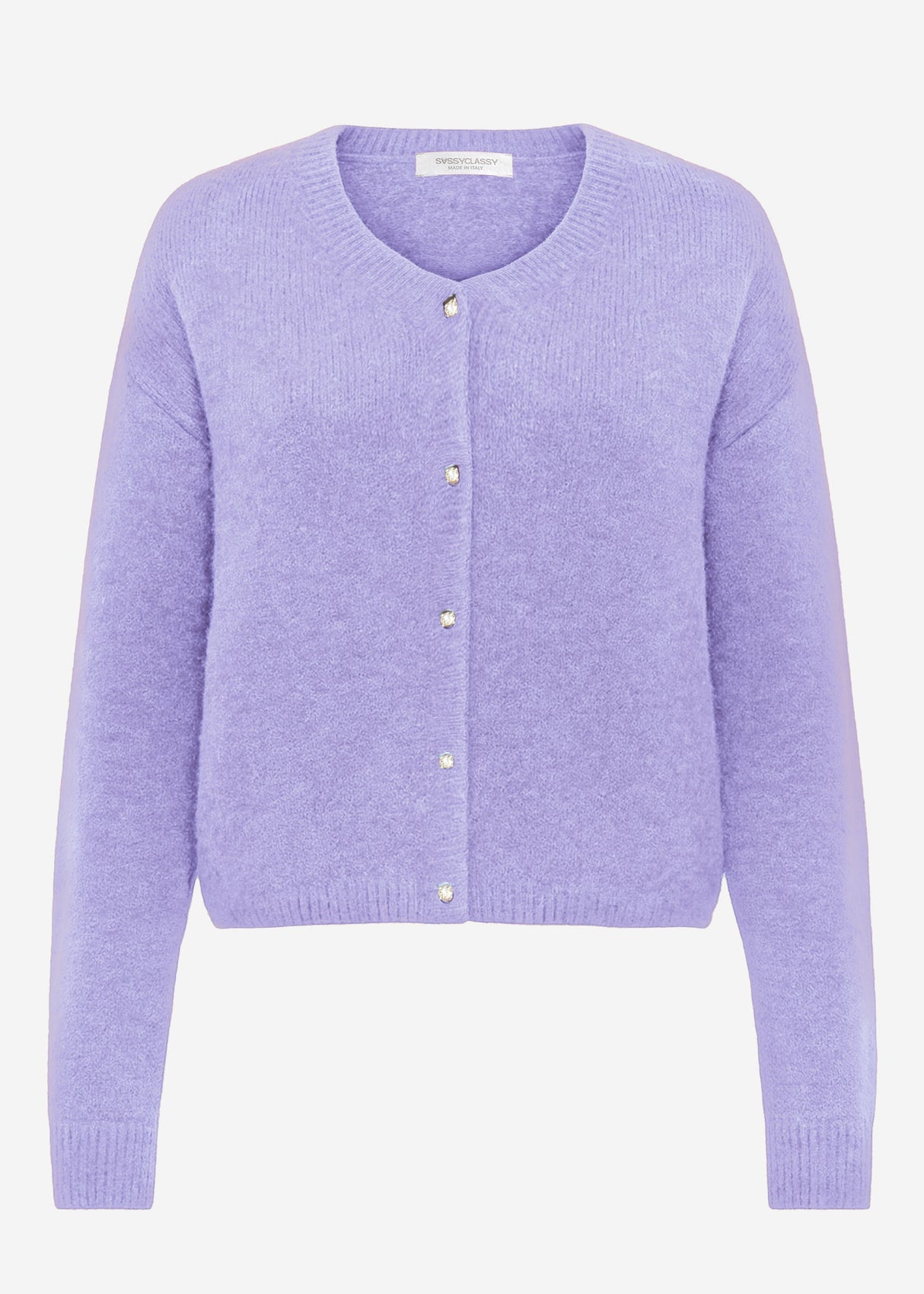 Soft knitted cardigan with decorative buttons - lilac