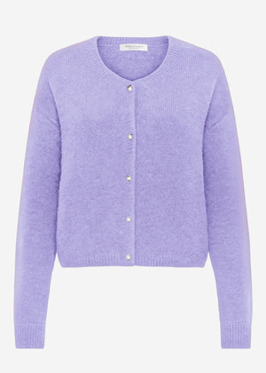 Soft knitted cardigan with decorative buttons - lilac