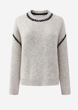 Pullover mit Ziernähten - beige