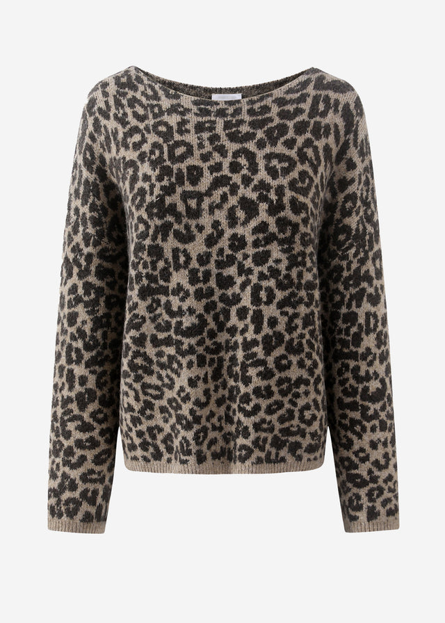 Pullover mit Leo-Muster - beige