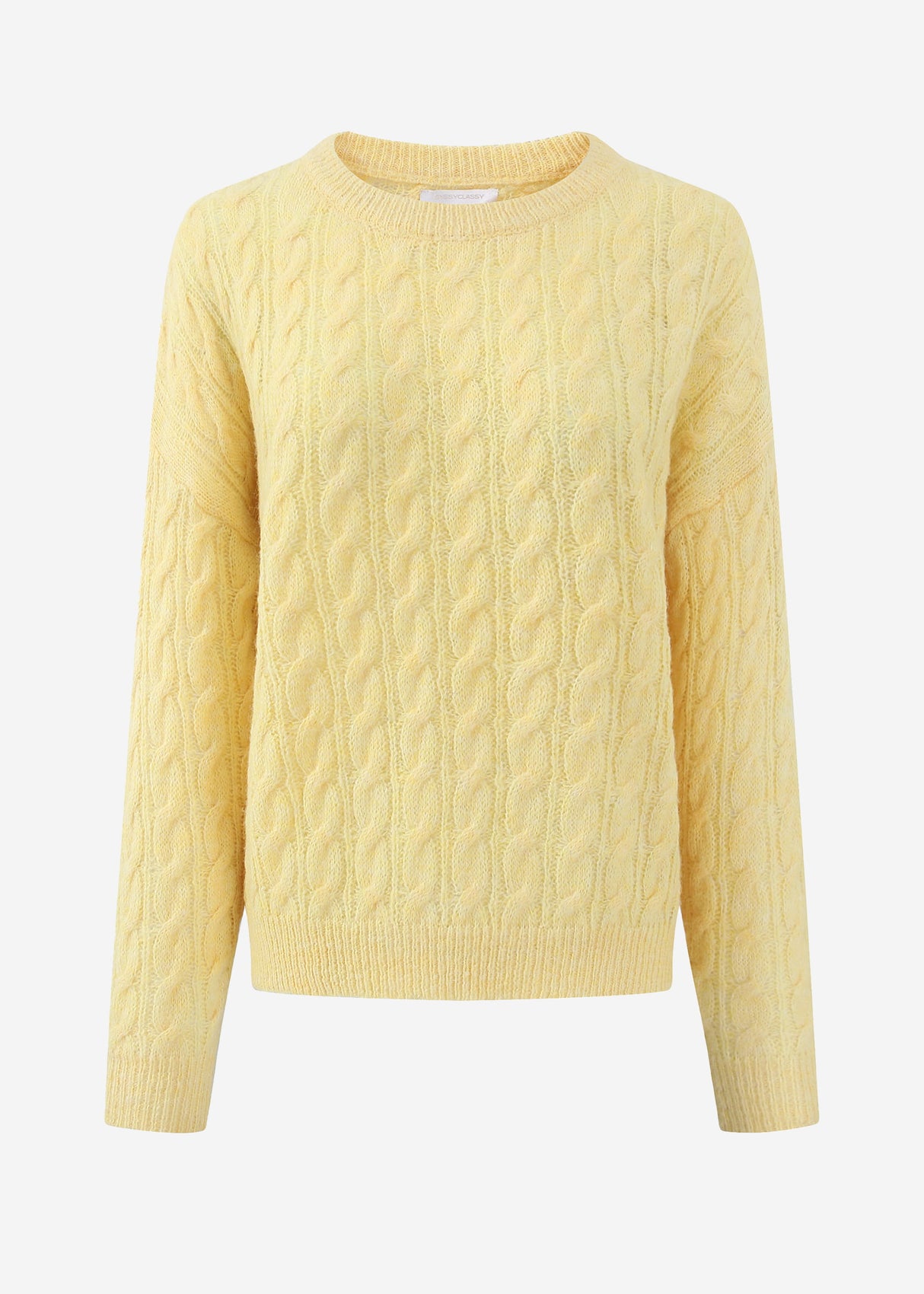Pullover mit Zopfmuster - gelb