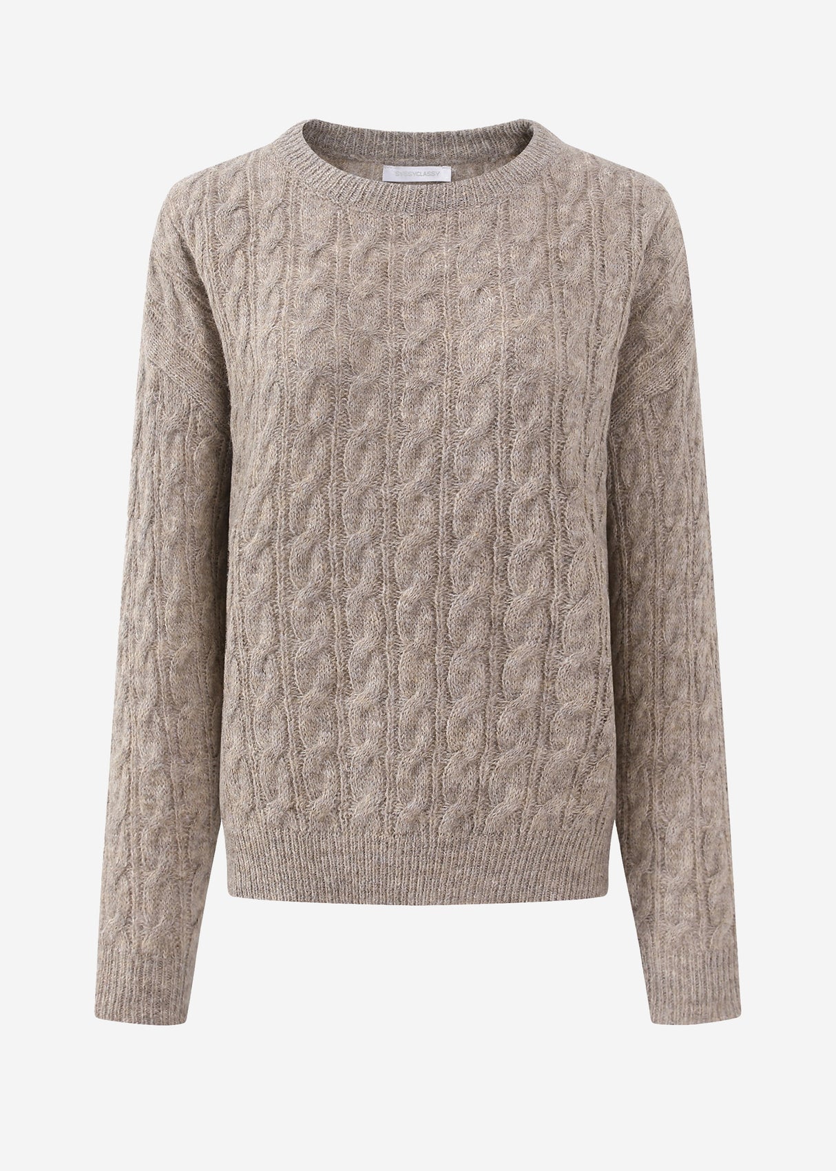 Pullover mit Zopfmuster - taupe