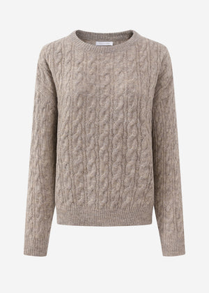 Pullover mit Zopfmuster - taupe