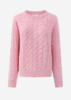 Pullover mit Zopfmuster - rosa