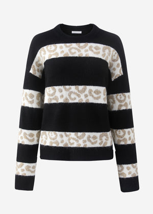 Pullover mit Leo-Streifen - schwarz