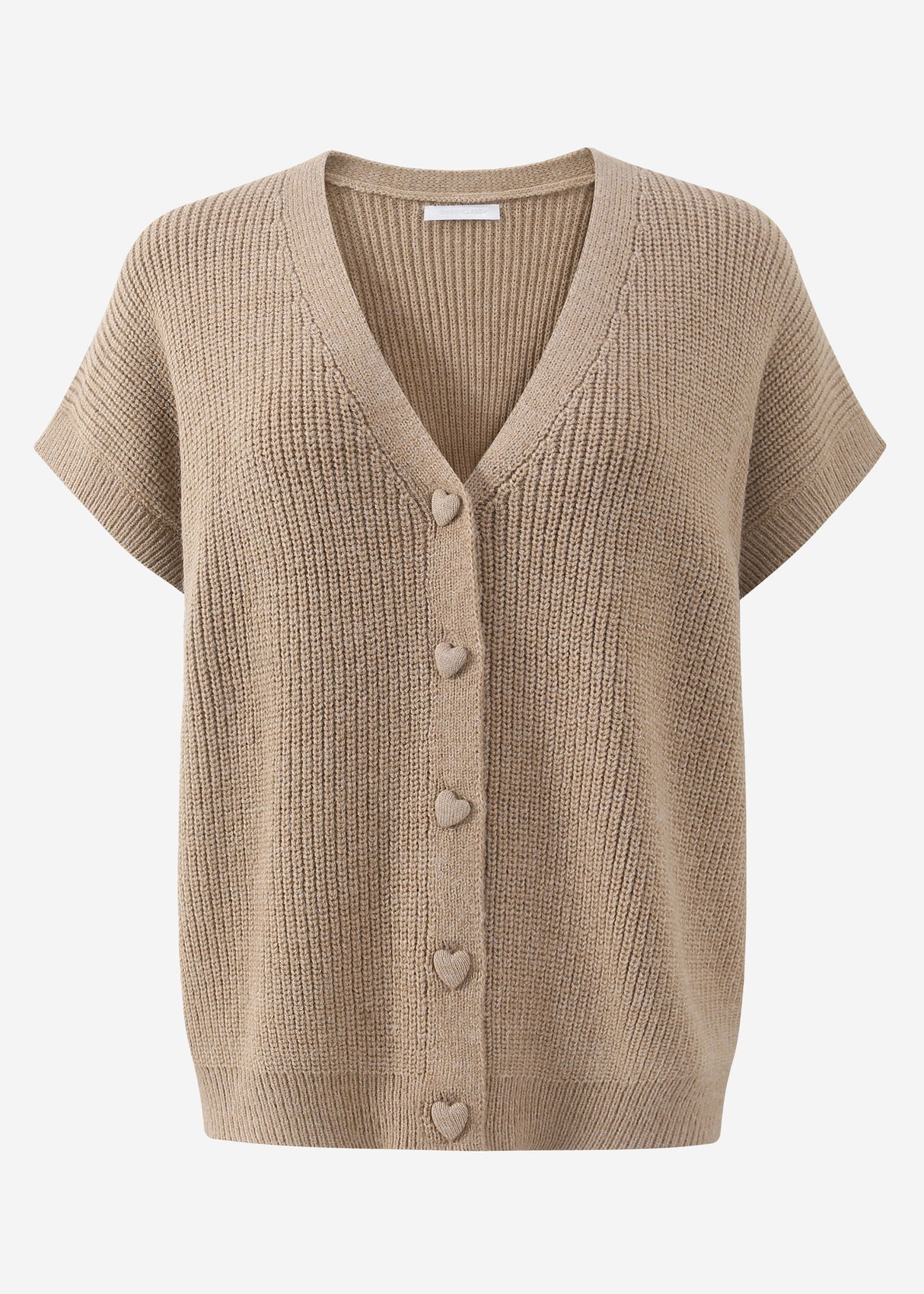 Strickweste mit Herzknöpfen - taupe