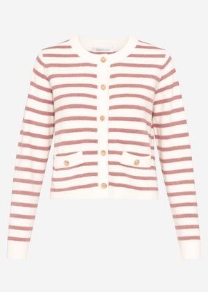 Elegant cardigan with striped pattern - off-white