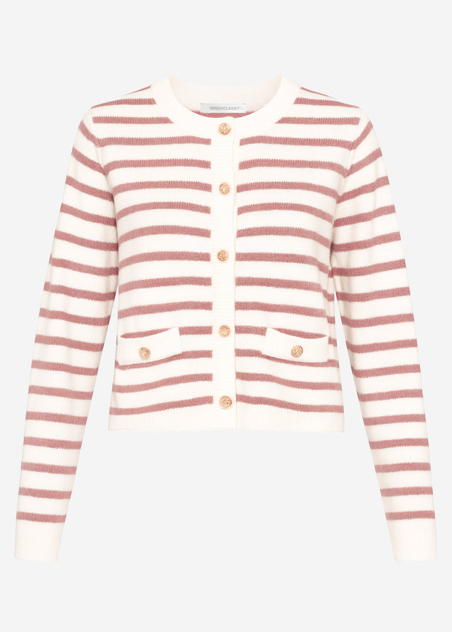 Elegante Strickjacke mit Streifenmuster - offwhite