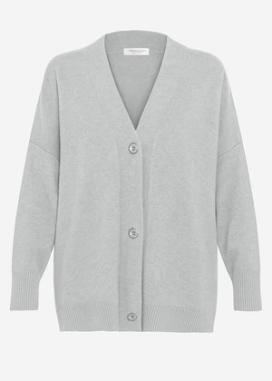Oversized Cardigan mit V-Ausschnitt und Kaschmiranteil - grau