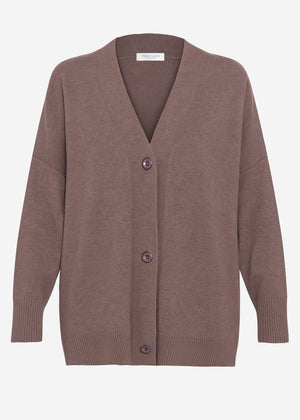 Oversized Cardigan mit V-Ausschnitt und Kaschmiranteil - taupe
