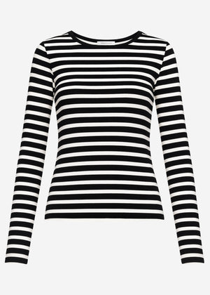 Gestreiftes Langarmshirt - schwarz