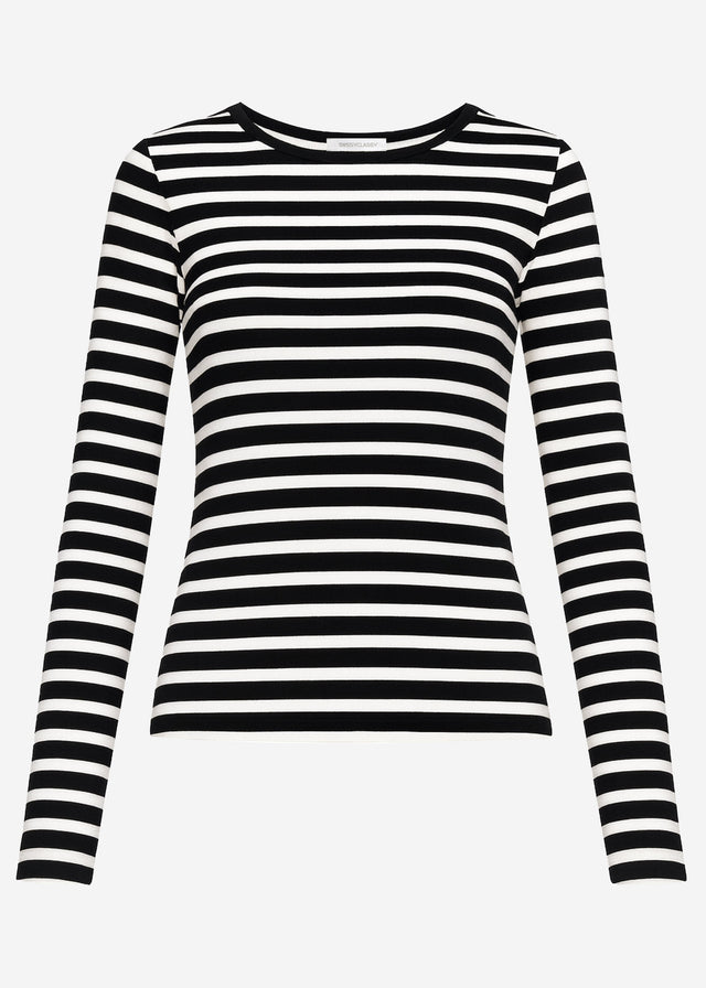 Striped long-sleeved top - black
