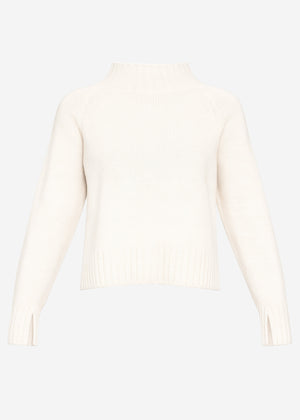 Pullover mit Stehkragen und Ärmelschlitzen - offwhite