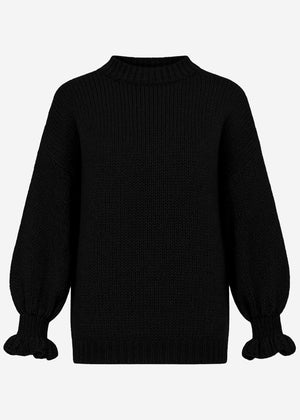 Pullover mit Volantärmeln - schwarz