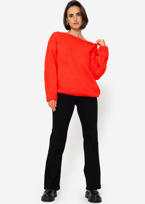 Oversized sweater - orange-red