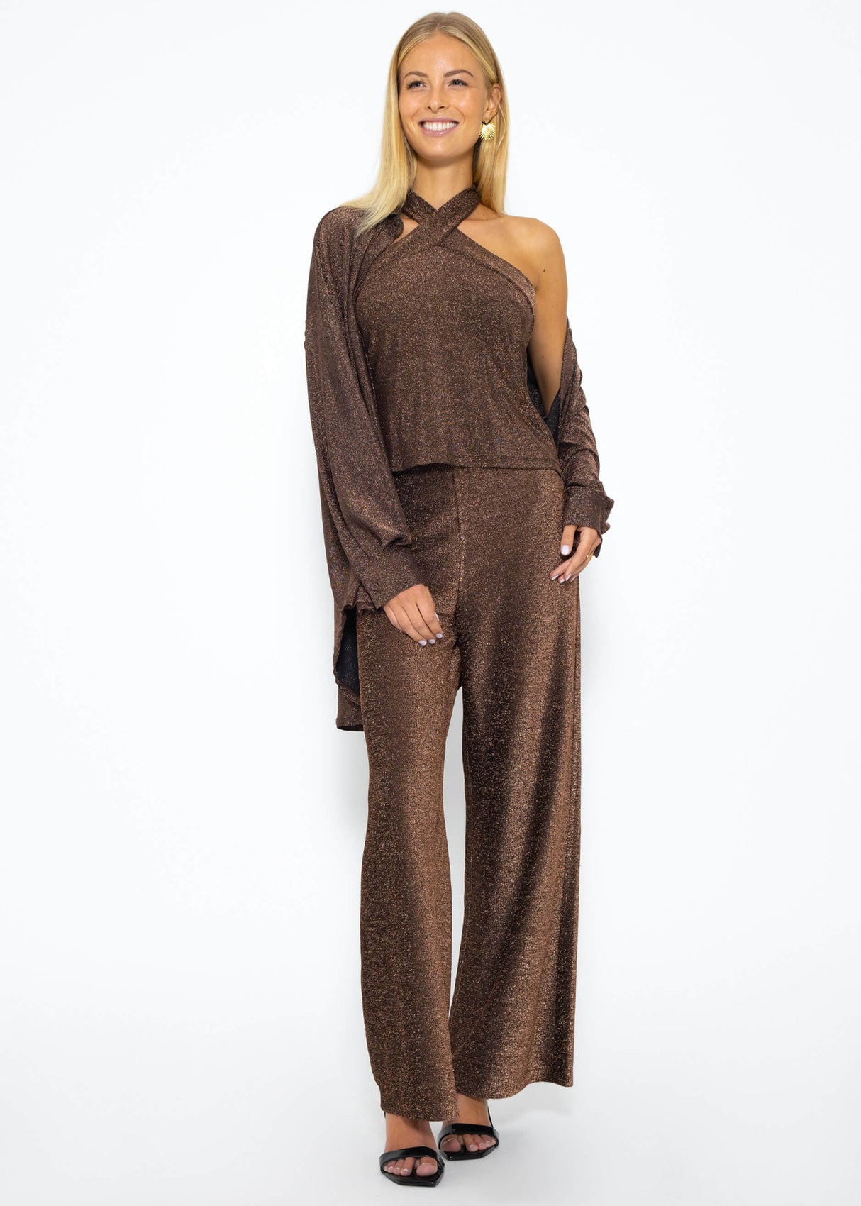 Lurex trousers - brown
