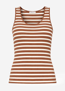 Striped tank top - brown-off-white