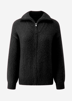 Cardigan with zipper - black