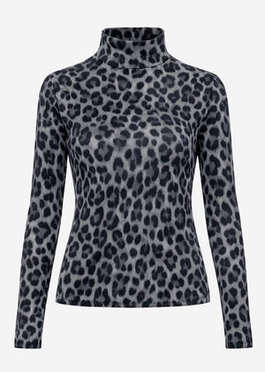 Long-sleeved shirt in leopard print - gray