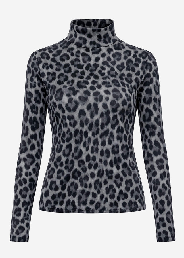 Long-sleeved top in leopard print - grey