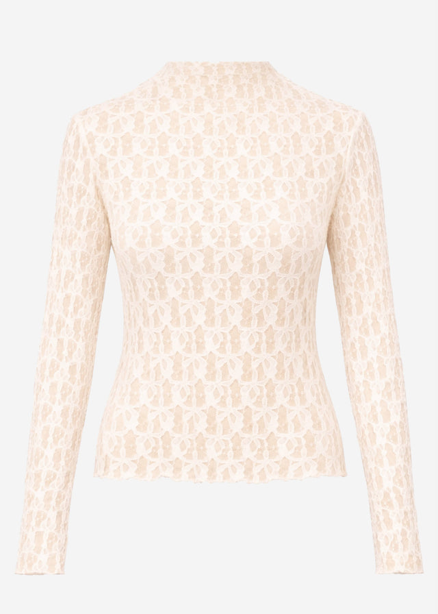 Long-sleeved lace shirt - cream