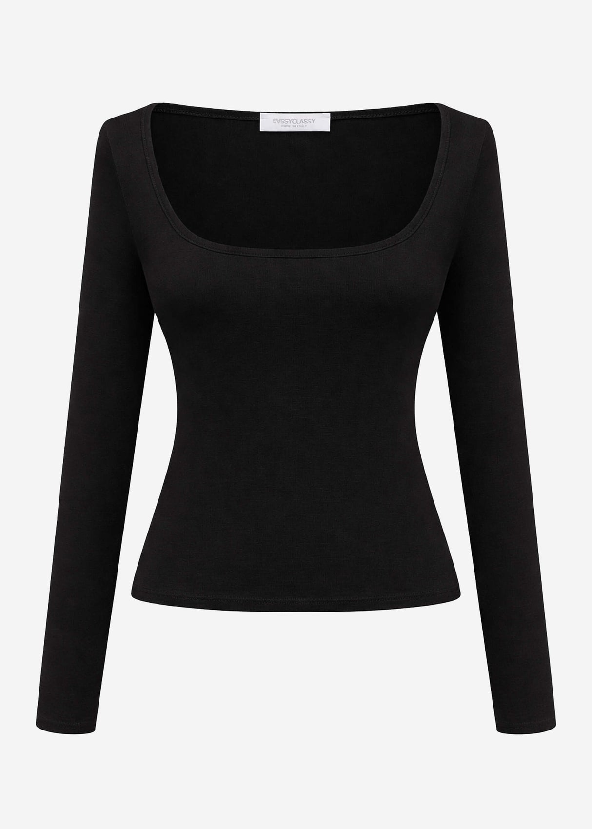 Langarmshirt mit Ausschnitt - schwarz