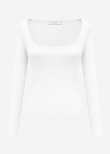 Long-sleeved top with neckline - off-white