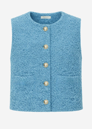 Bouclé vest with pockets - blue