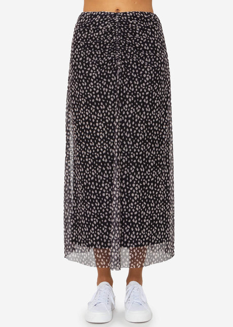 Flared mesh skirt with print - black by SASSYCLASSY
