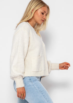 Cardigan mit Druckknöpfen - offwhite