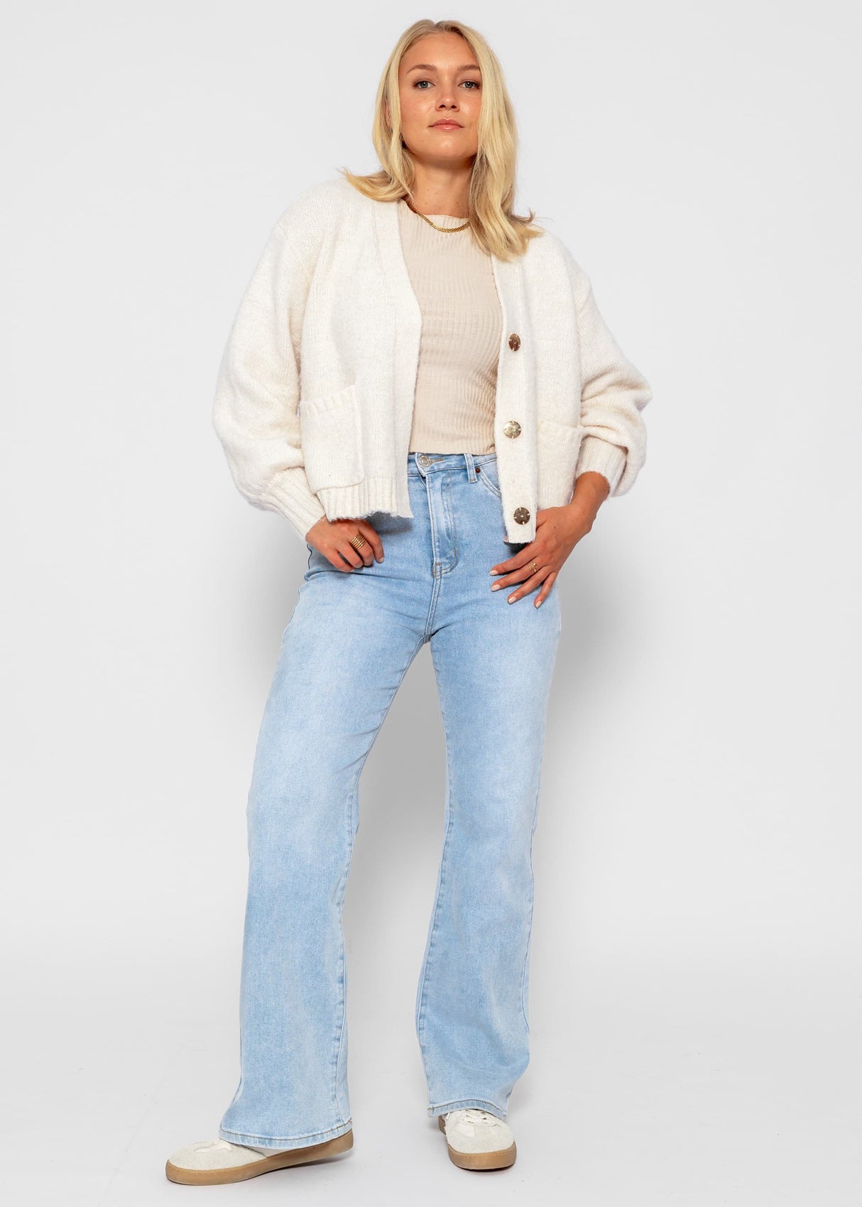 Cardigan mit Druckknöpfen - offwhite