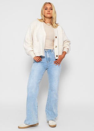 Cardigan mit Druckknöpfen - offwhite