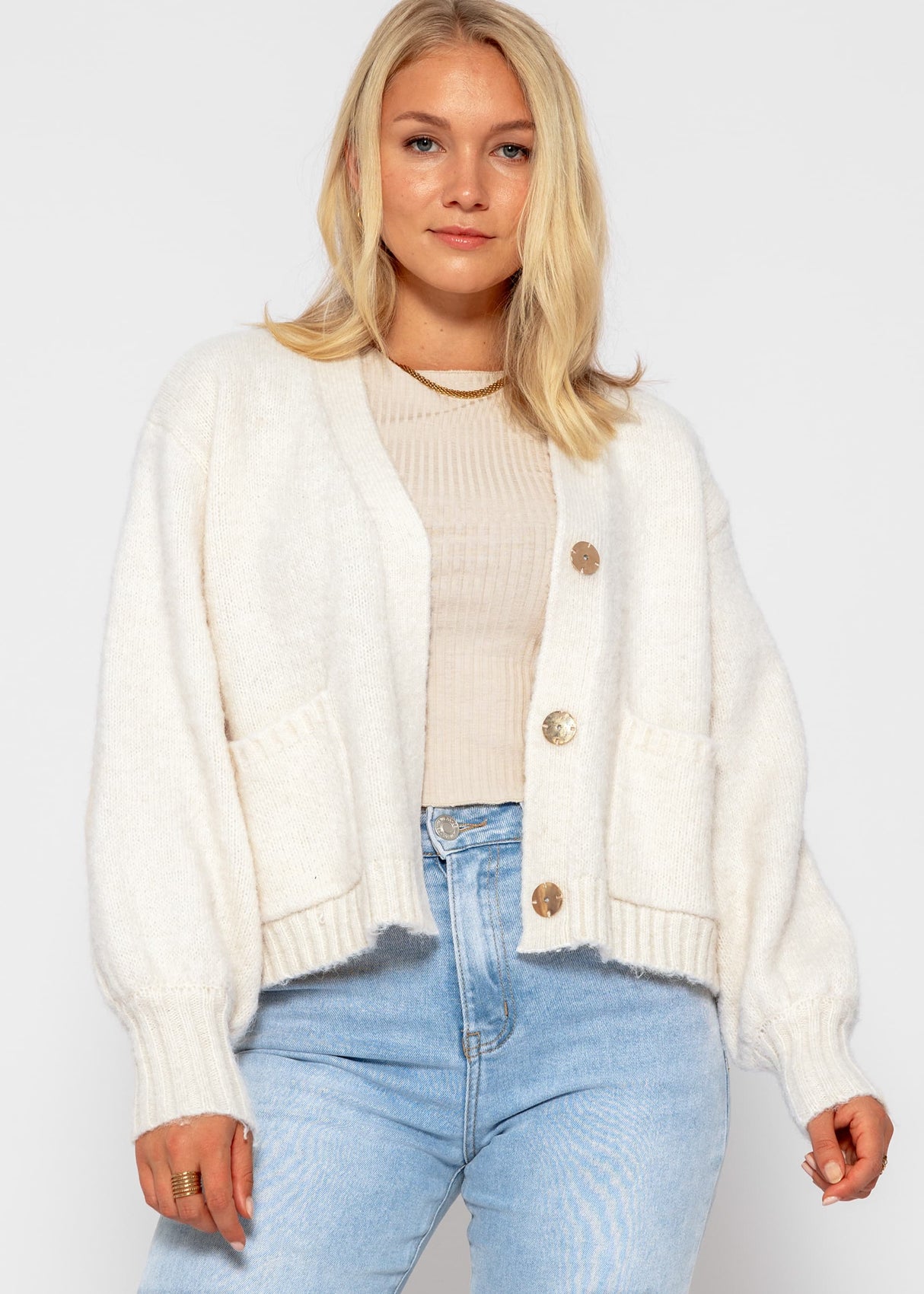 Cardigan mit Druckknöpfen - offwhite
