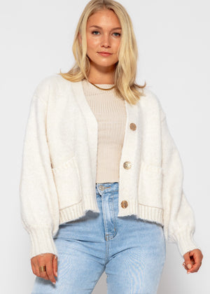 Cardigan mit Druckknöpfen - offwhite