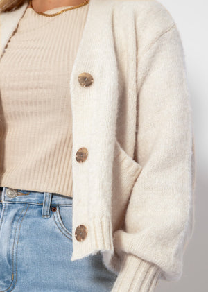 Cardigan mit Druckknöpfen - offwhite