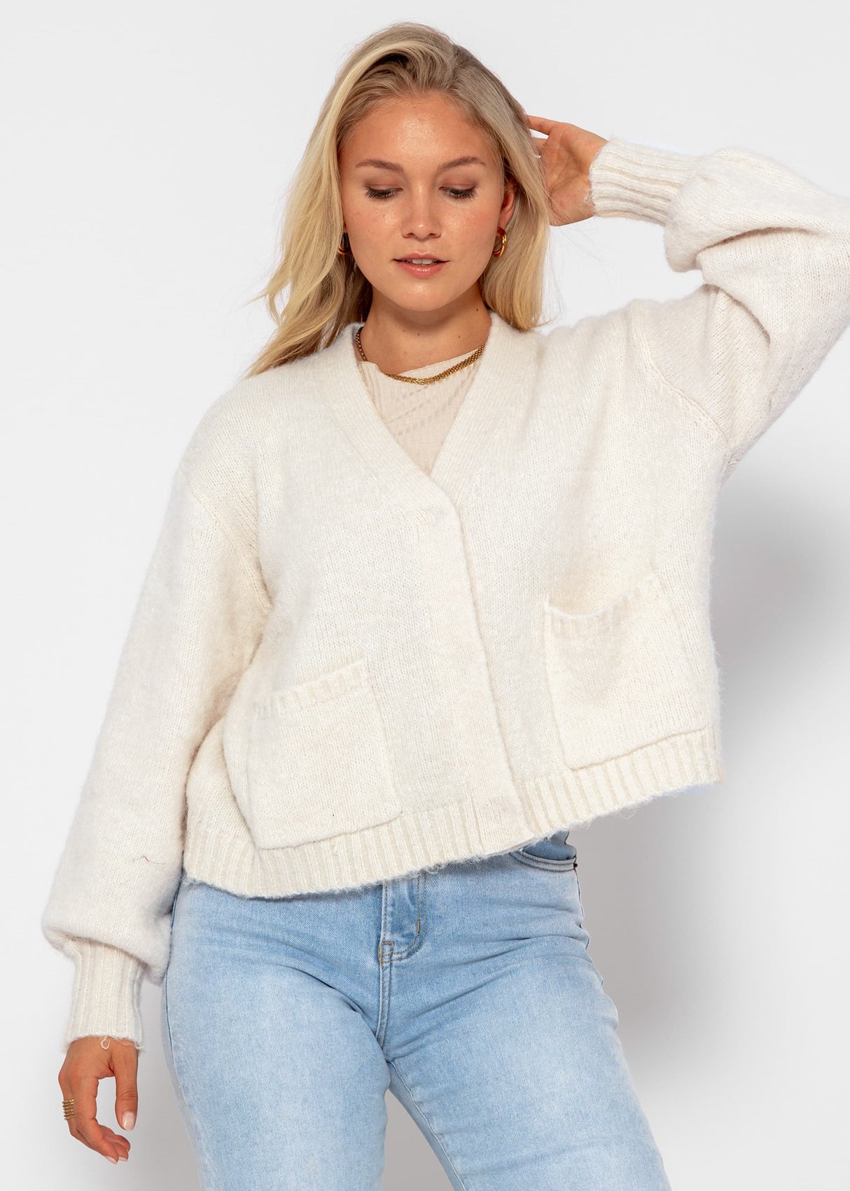 Cardigan mit Druckknöpfen - offwhite