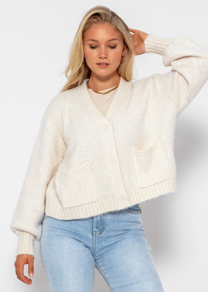Cardigan mit Druckknöpfen - offwhite