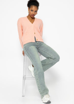 Cardigan mit Druckknöpfen - rosa