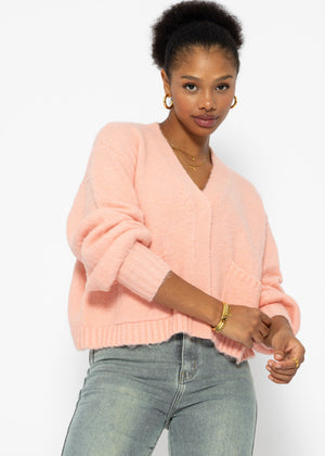 Cardigan mit Druckknöpfen - rosa
