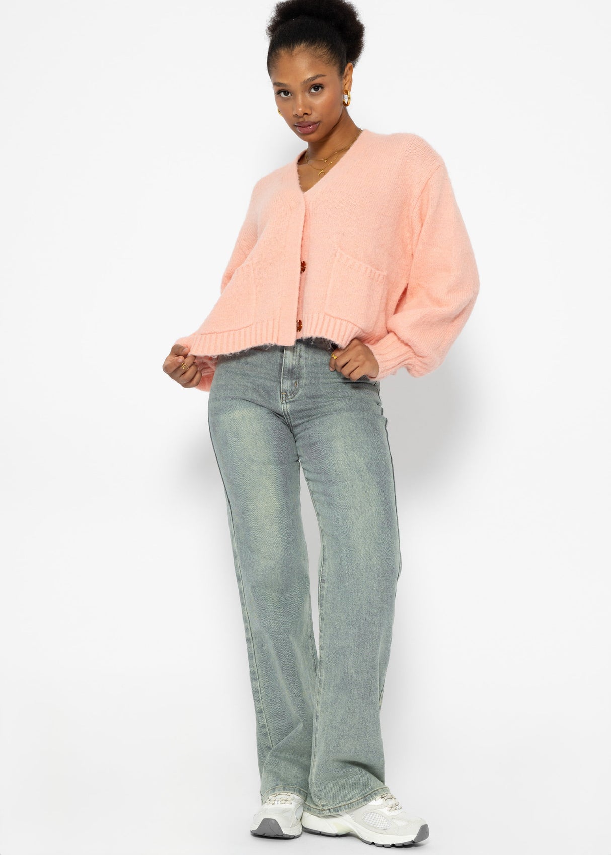 Cardigan mit Druckknöpfen - rosa