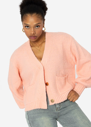 Cardigan mit Druckknöpfen - rosa