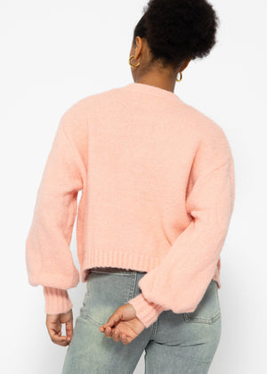 Cardigan mit Druckknöpfen - rosa